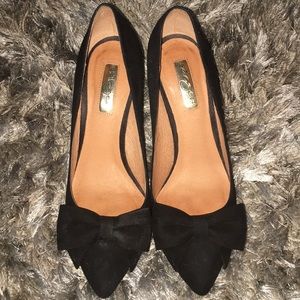 Black Suede Pumps with Bow - Halogen